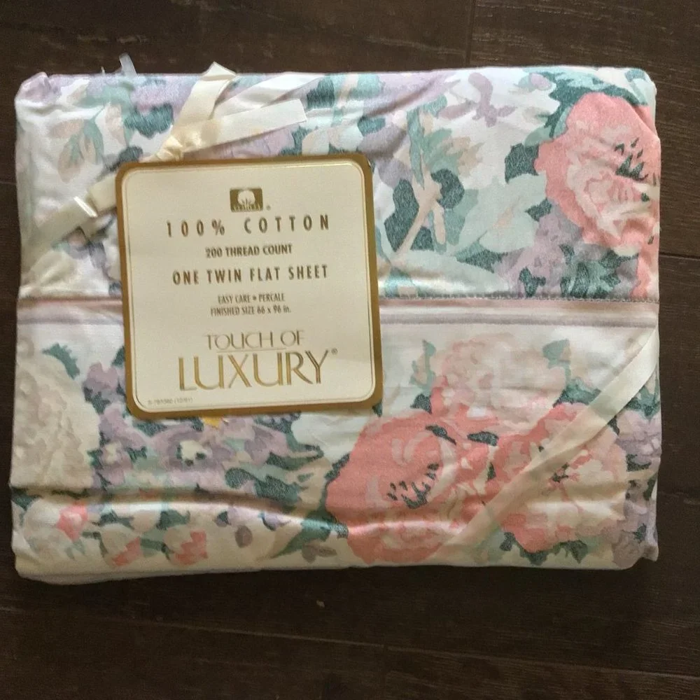 NEW! Touch of Luxury Ryebrook Floral Twin Flat Sheet Shabby Chic Cottagecore